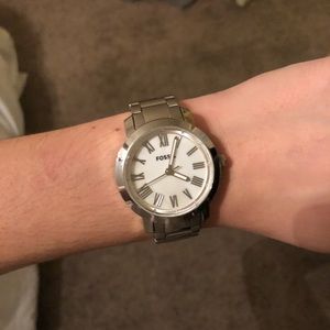 Silver Fossil Watch